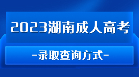 湖南省2023成人高考录取结果查询方式