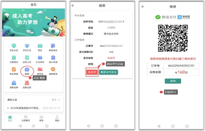 湖南成人高考在线支付报名费